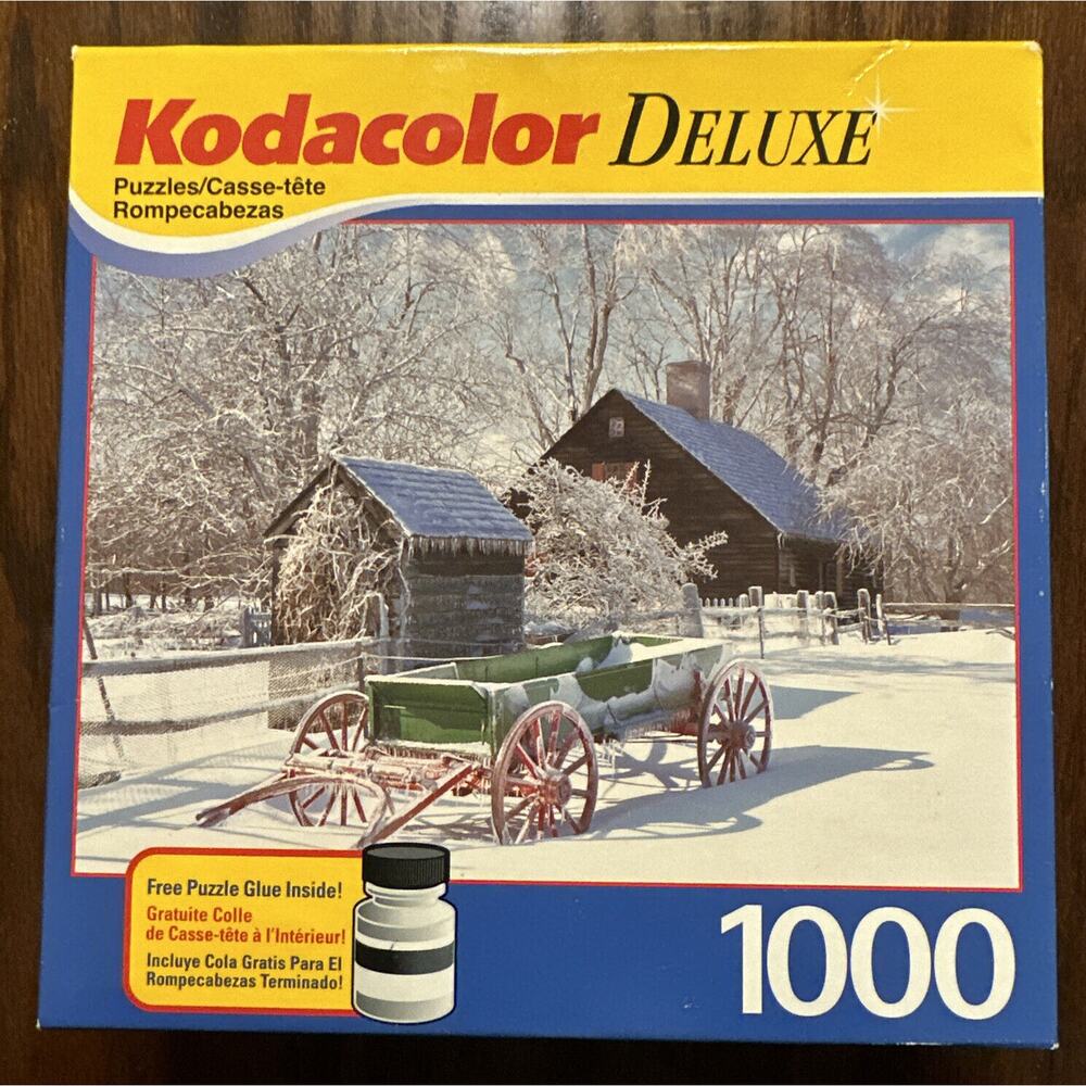 Winter Snow 1000 Piece Jigsaw Puzzle Kodacolor Deluxe Wagon Farmhouse 2005